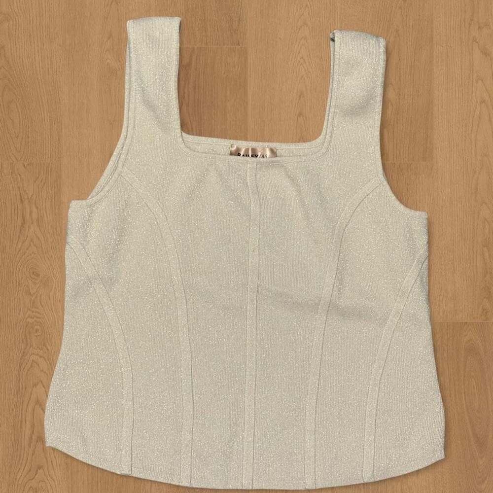 Bailey 44 Champagne Gold Glitter Corset Tank Top XL